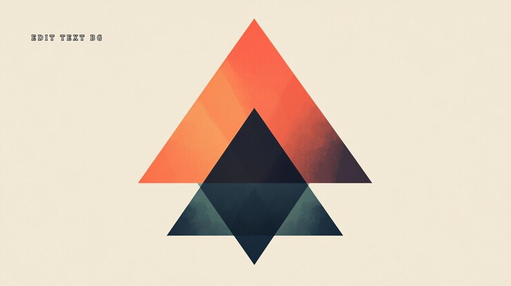 PSD abstract geometric design with overlapping triangles in orange and dark teal on a beige background