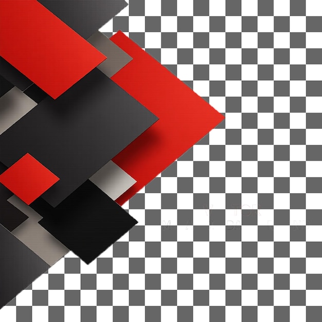 Abstract Geometric Design with Red and Black Squares