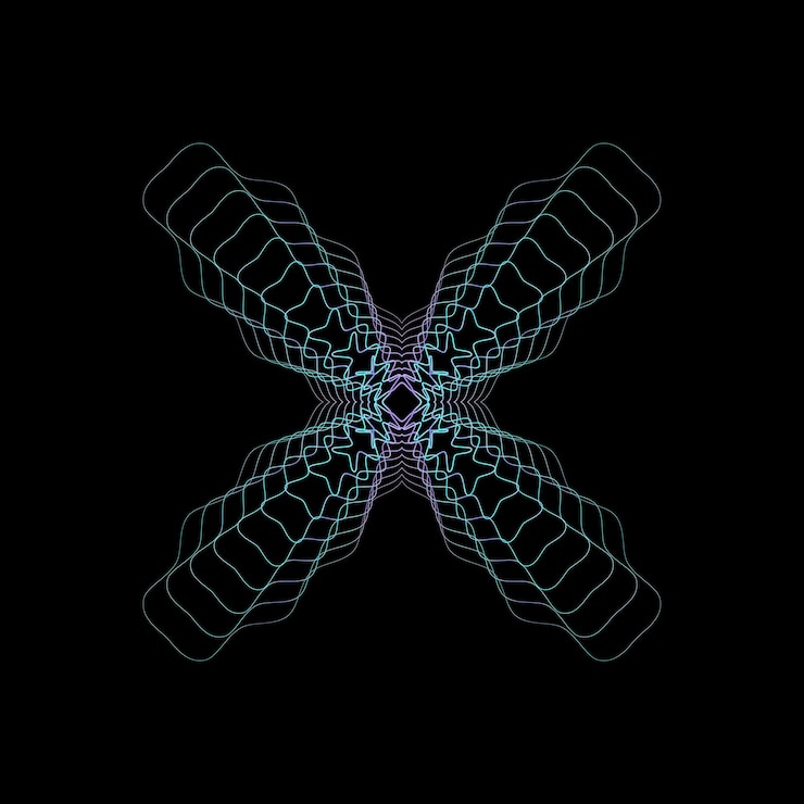 PSD abstract geometric neon grid composition on black background