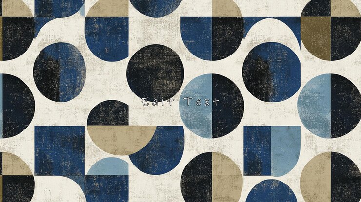 PSD abstract geometric pattern with circles and squares in navy beige and light blue on a textured background