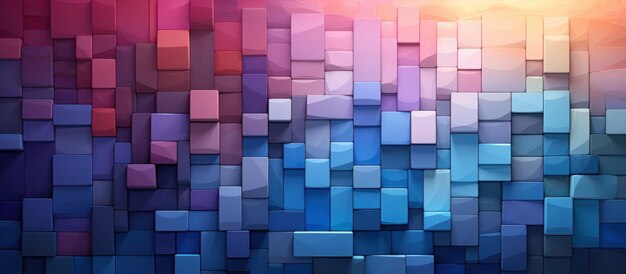 Abstract geometric pattern with colorful 3D blocks in gradient s