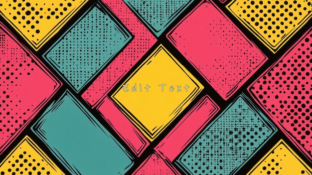 abstract geometric pattern with colorful squares and textures