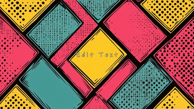 abstract geometric pattern with colorful squares and textures