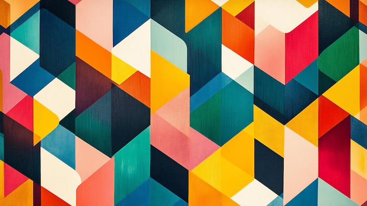PSD abstract geometric pattern with vibrant colors and textured shapes