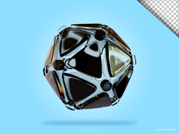 Abstract geometric shape futuristic dispersion glass material design 3d rendering