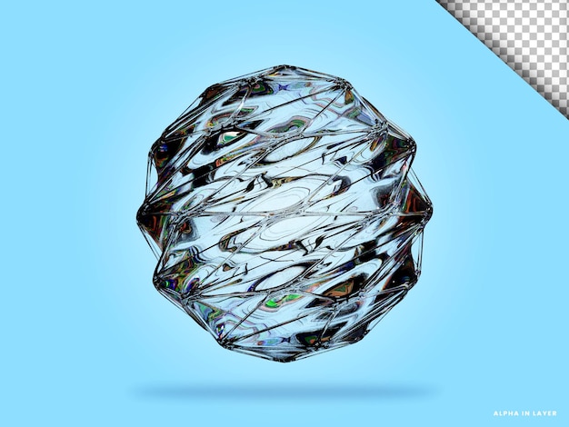 abstract geometric shape futuristic dispersion glass material design 3d rendering