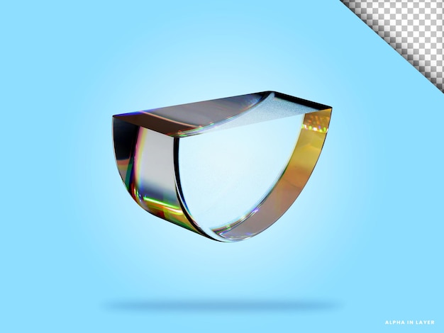 Abstract geometric shape futuristic dispersion glass material design 3d rendering