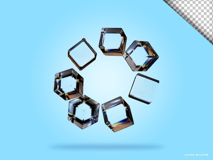 PSD abstract geometric shape futuristic dispersion glass material design 3d rendering