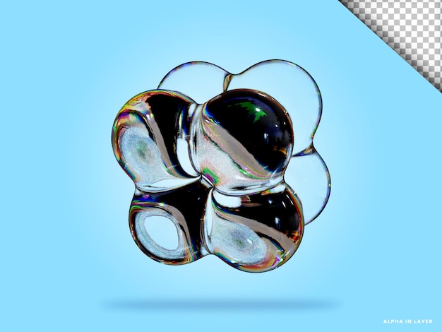 Abstract geometric shape futuristic dispersion glass material design 3d rendering