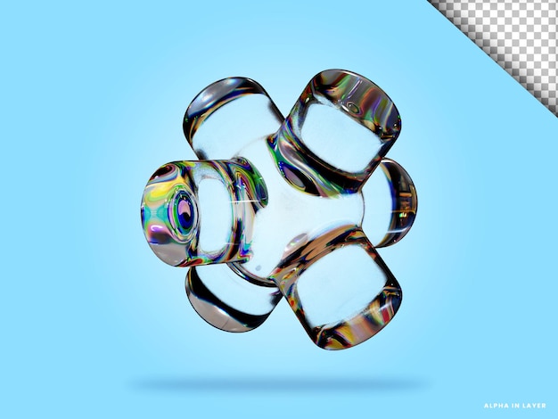 PSD Абстрактная геометрическая форма футуристический дизайн материала дисперсионного стекла 3d рендеринг