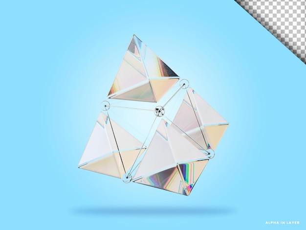 abstract geometric shape futuristic dispersion glass material design 3d rendering