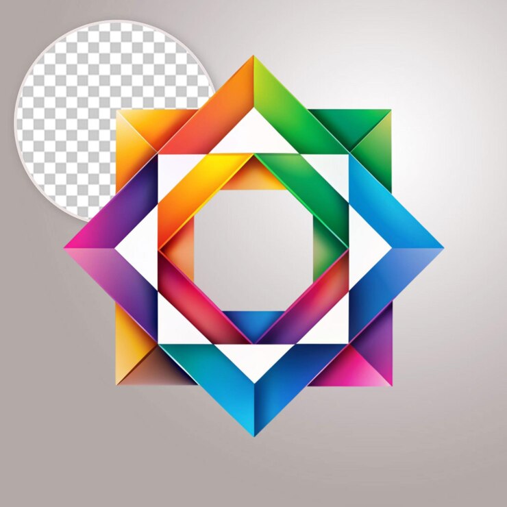 PSD abstract geometric shape futuristic dispersion on transparent background