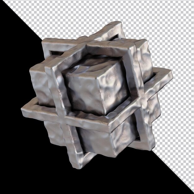 Abstract geometric shape futuristic metal clay material design 3d rendering