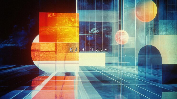 PSD abstract geometric shapes and glowing textures in a digital space