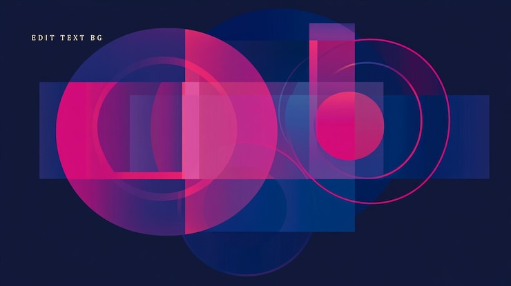 PSD abstract geometric shapes overlap vibrant pink and blue gradient on dark background
