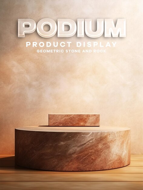 PSD abstract geometric stone and rock shape background minimalist mockup for podium display or showcase