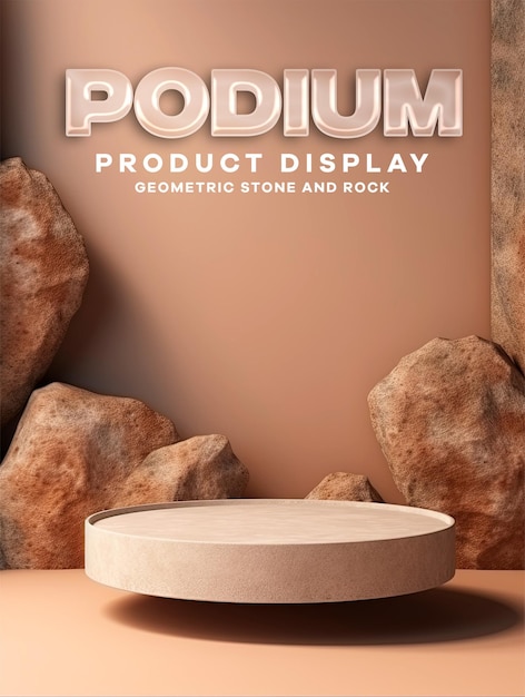 PSD abstract geometric stone and rock shape background minimalist mockup for podium display or showcase