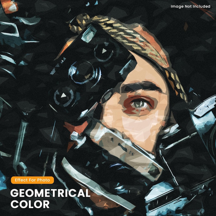PSD abstract geometrical color photo effect mockup