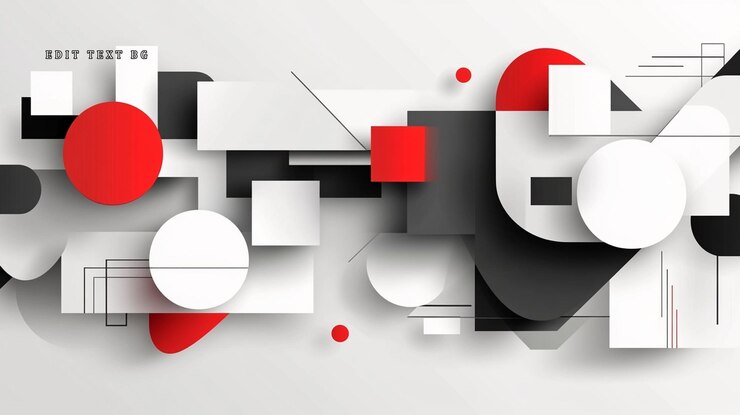 PSD abstract geometrisch ontwerp met rode, zwarte en witte vormen