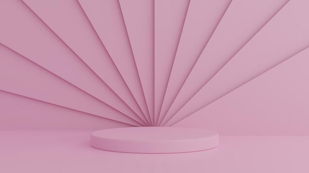 Abstract geometry shape pink color podium on pink color background for product. minimal concept. 3d rendering