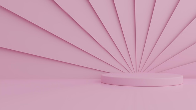 Abstract geometry shape pink color podium on pink color background for product. minimal concept. 3d rendering