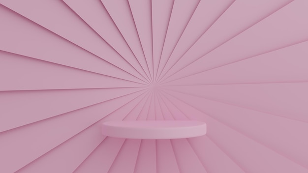 Abstract geometry shape pink color podium on pink color background for product. minimal concept. 3d rendering