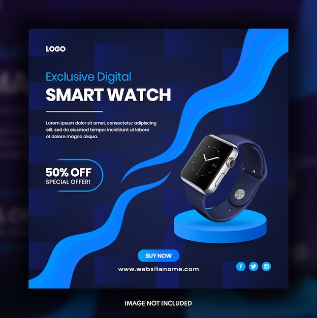 PSD abstract gevormd smartwatch social media banner sjabloonontwerp