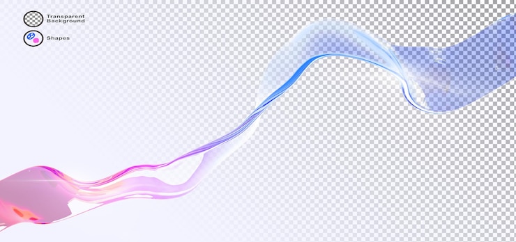PSD abstract glass rainbow ribbon with pink blue gradient texture 3d background holographic liquid water wave with light refraction translucent curve tape with iridescent color effect