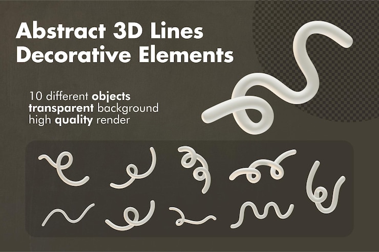 PSD abstract glossy off white 3d line graphic decorative elements
