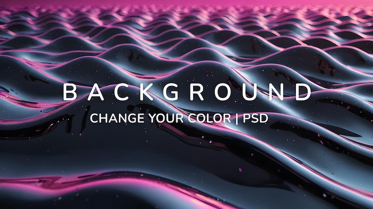 PSD abstract glossy pink and black liquid 3d waves background