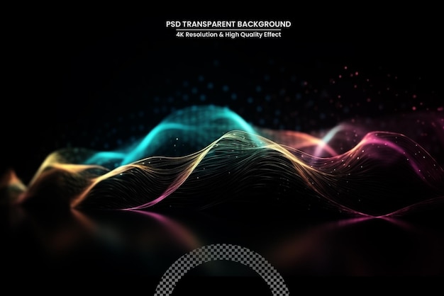 PSD abstract glow waves shiny golden moving lines design element with glitter effect on dark background