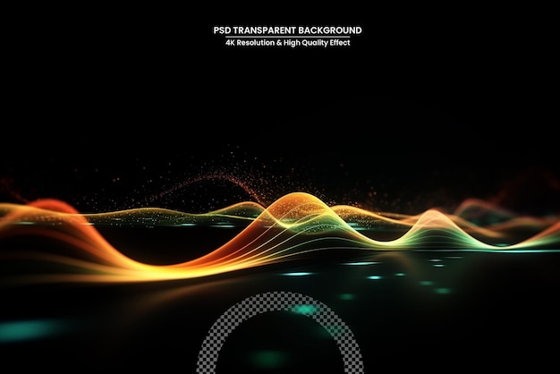 PSD abstract glow waves shiny golden moving lines design element with glitter effect on dark background