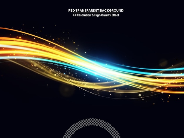 PSD abstract glow waves shiny golden moving lines design element with glitter effect on dark background