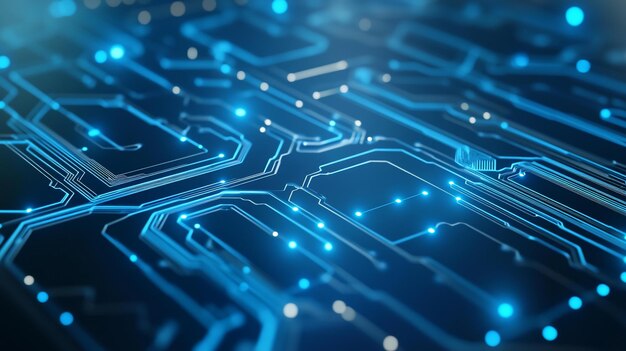 abstract glowing blue circuit board