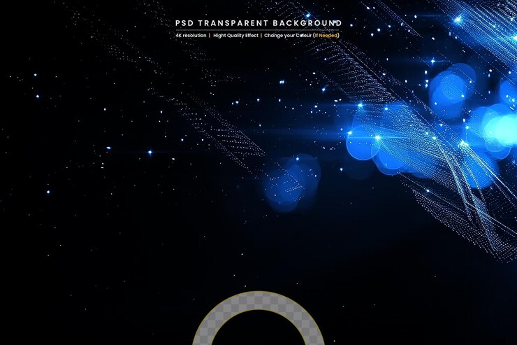PSD abstract glowing blue particles on transparent background