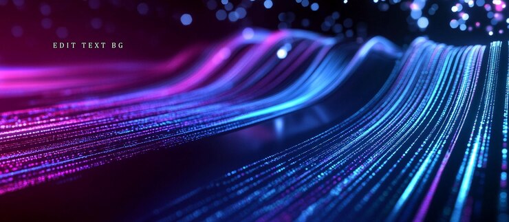 PSD abstract glowing blue and pink digital wave flow