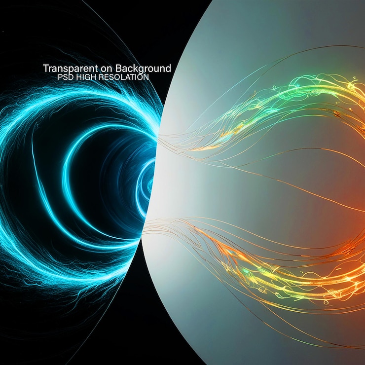 PSD abstract glowing bokeh light effect on transparent background