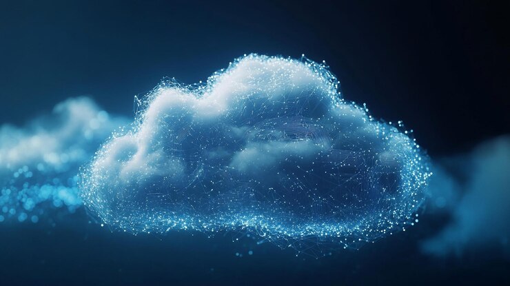 PSD abstract glowing cloud computing network