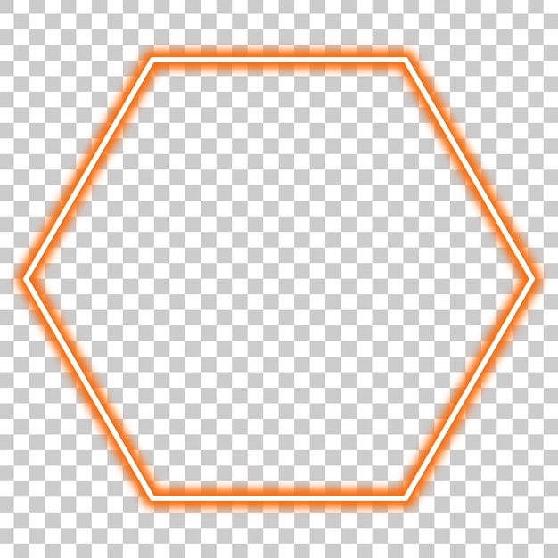 Abstract glowing orange hexagon on transparent background png shiny geometric hexagon shape