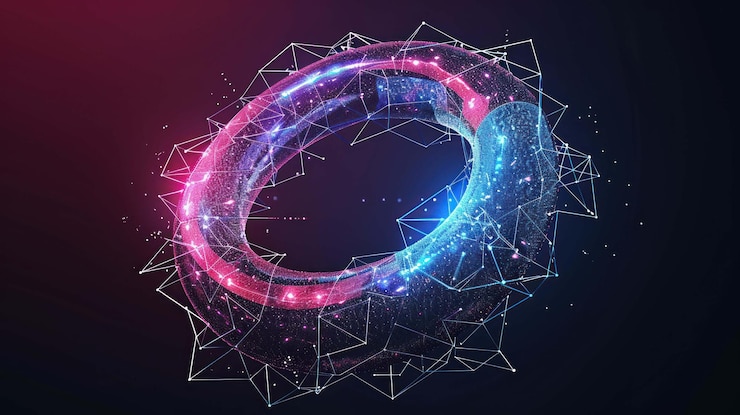 PSD abstract glowing ring geometric polygonal shape digital art