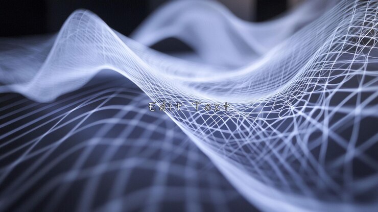 PSD abstract glowing white lines forming wave patterns on dark background
