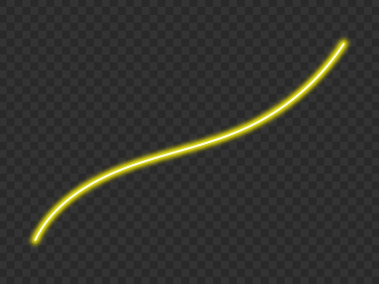 PSD abstract glowing yellow curve line on transparent background png shiny line bright design element