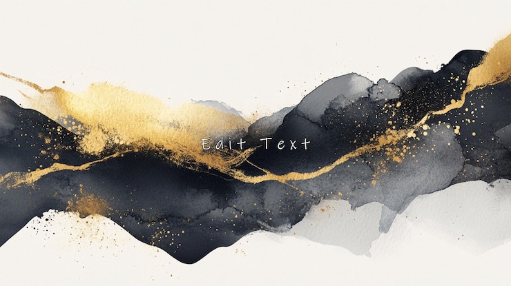 PSD abstract gold and black ink wash painting