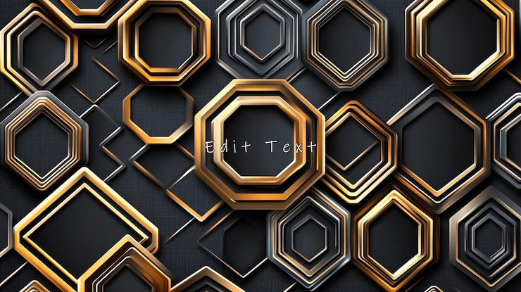 PSD abstract gold and black octagons and hexagons geometric pattern