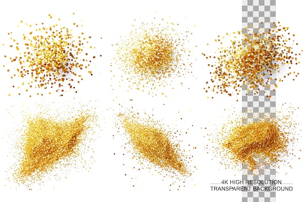 PSD Абстрактный золотой блестящий набор блестящие элементы дизайна на прозрачном фоне