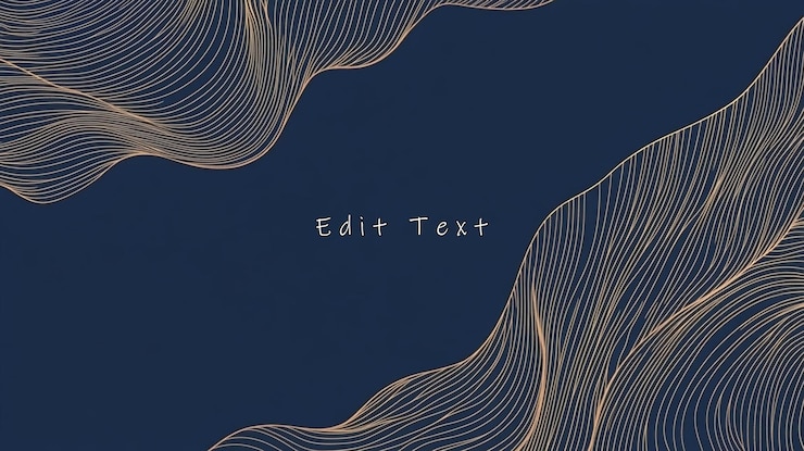 PSD abstract gold lines wave on navy background