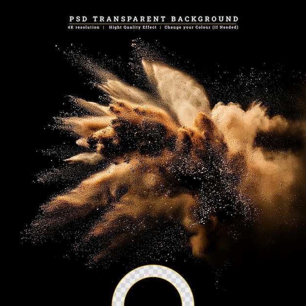 PSD abstract gold powder explosion on transparent background