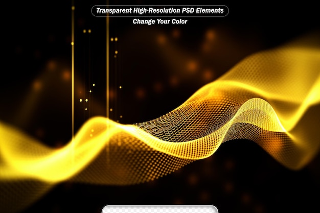 PSD abstract gold wave particular background particles form line and surface grid