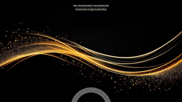 PSD abstract gold waves shiny golden moving lines design element with glitter effect on dark background