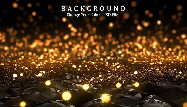 PSD abstract golden lights on black background generative ai